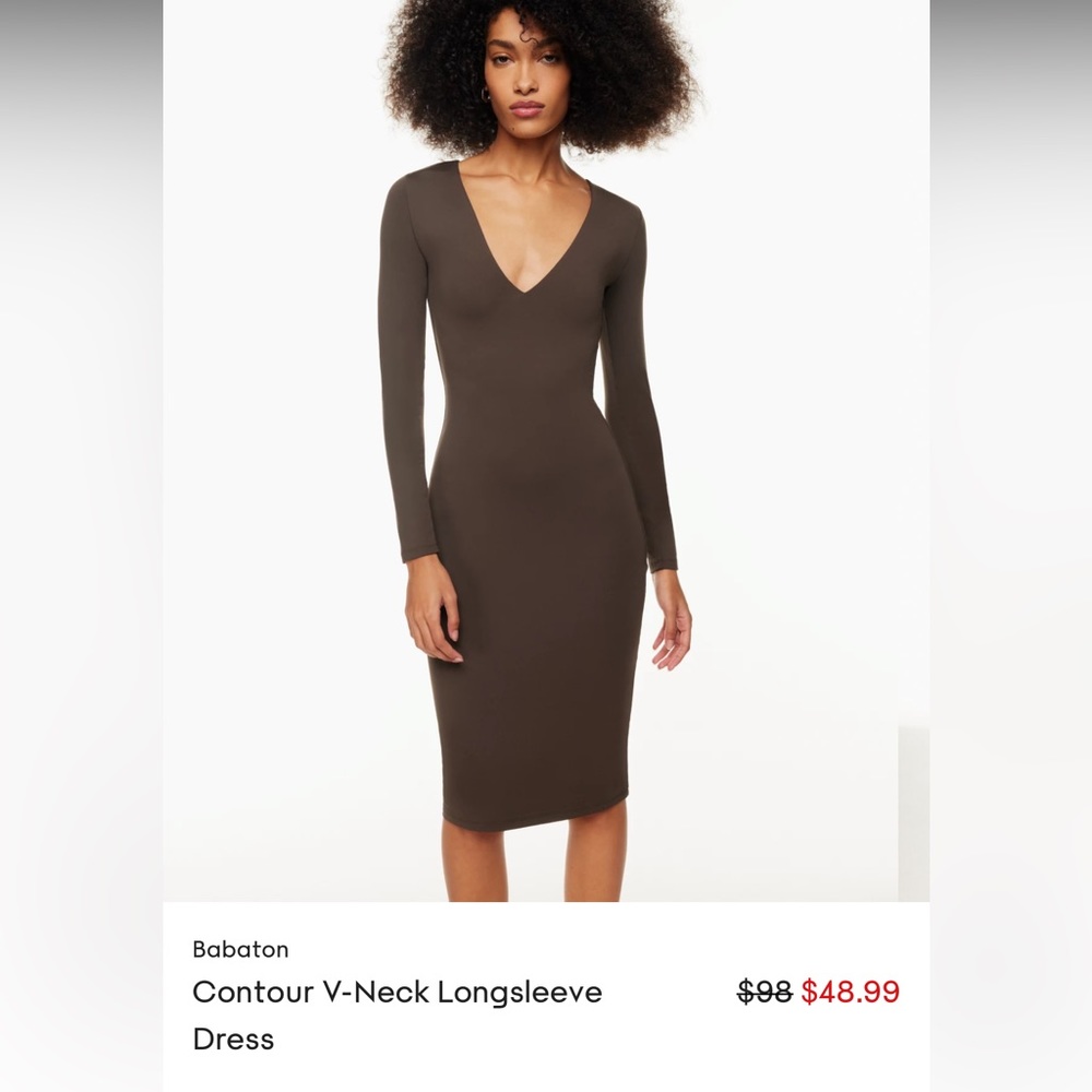 Aritzia Brown v-neck dress